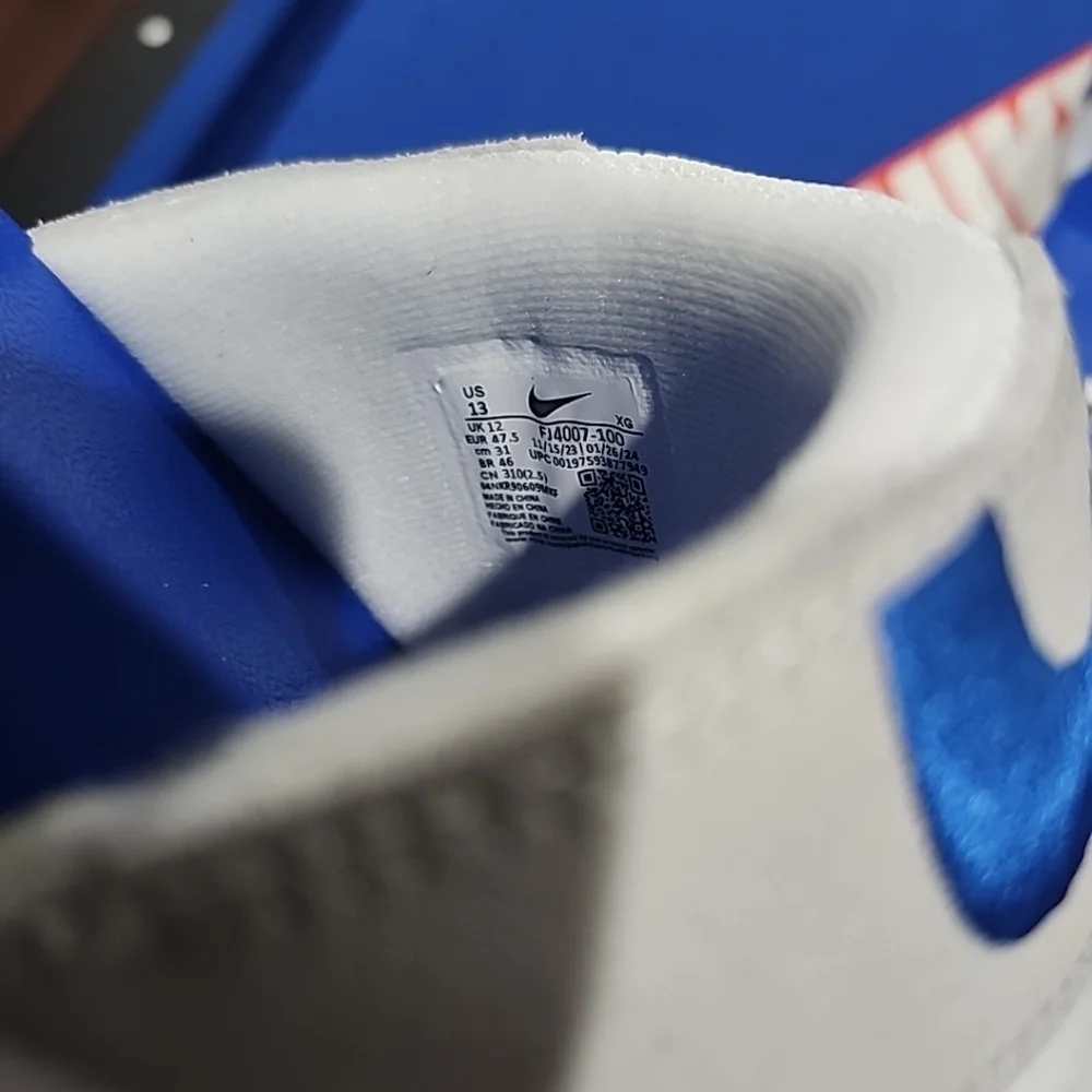 Sz 13 Nike Air Max 1 Slides Slippers Sandals 'White/Royal Blue' (FJ4007-100) - Picture 4 of 6